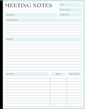Meeting Minutes Notebook cover
